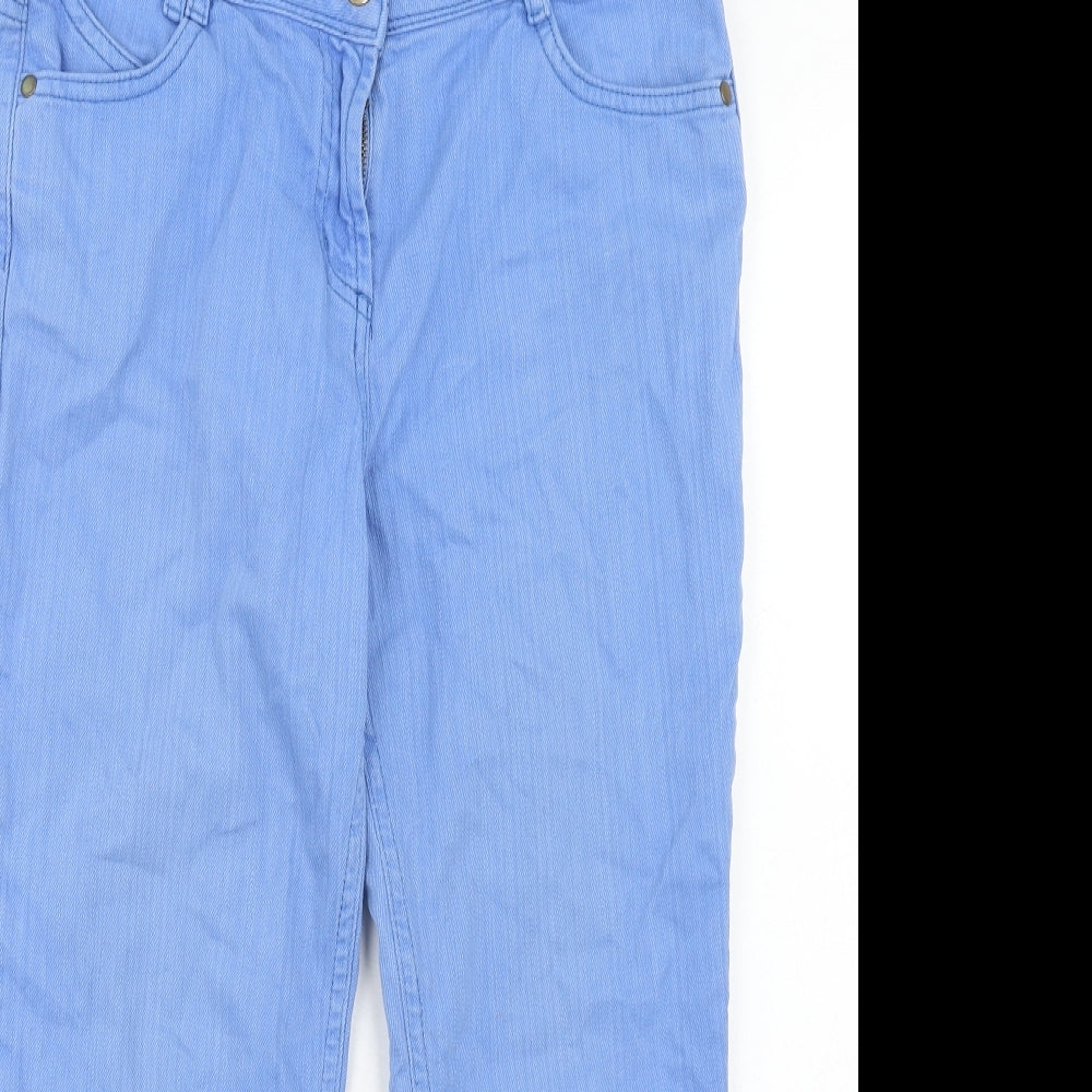 BHS Womens Blue Cotton Straight Jeans Size 12 Regular Zip