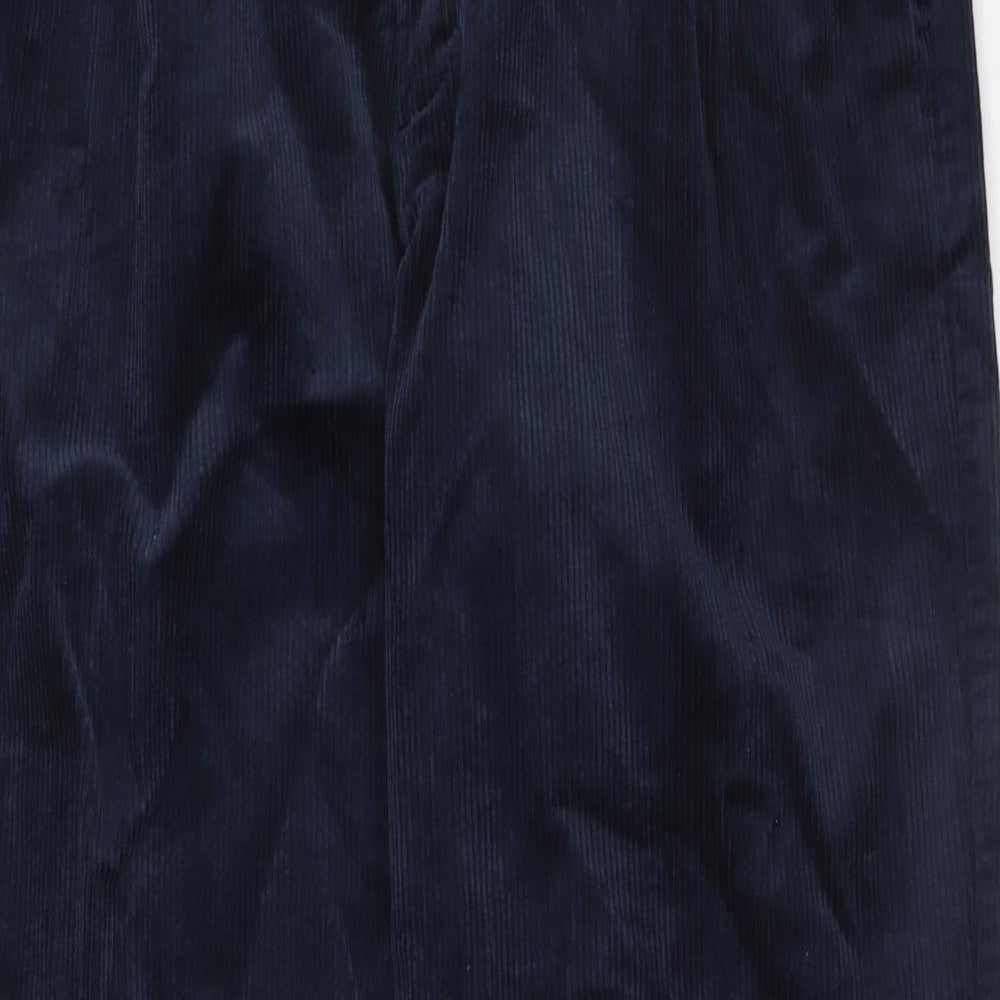 Marks and Spencer Mens Blue Cotton Trousers Size 32 in L31 in Regular Zip