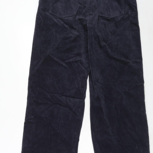 Marks and Spencer Womens Blue Cotton Trousers Size 16 Regular Hook & Eye