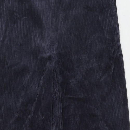 Marks and Spencer Womens Blue Cotton Trousers Size 16 Regular Hook & Eye