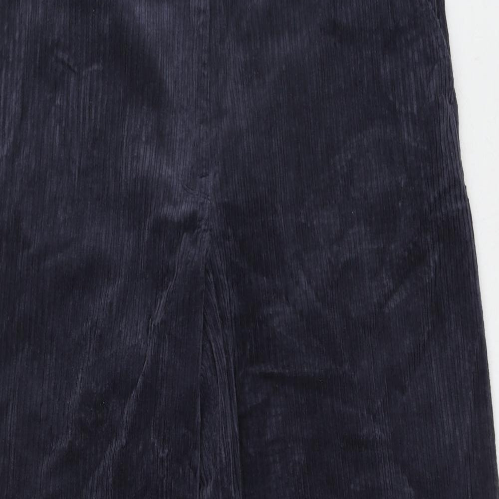 Marks and Spencer Womens Blue Cotton Trousers Size 16 Regular Hook & Eye