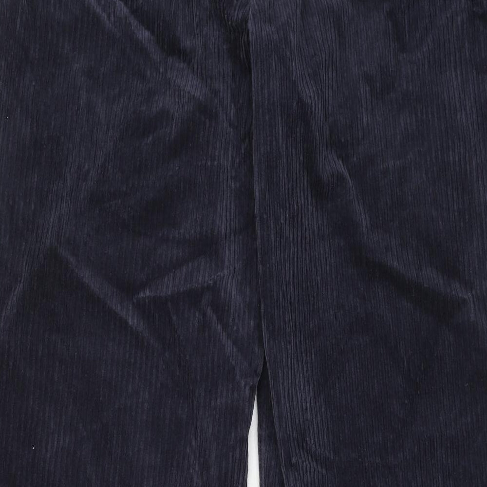 Marks and Spencer Womens Blue Cotton Trousers Size 16 Regular Hook & Eye
