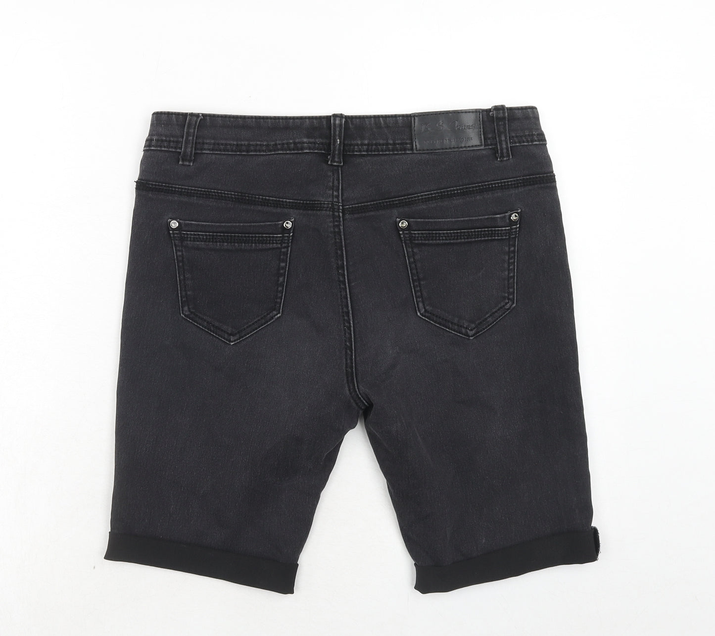 bs jeans Womens Black Cotton Chino Shorts Size 16 Regular Zip