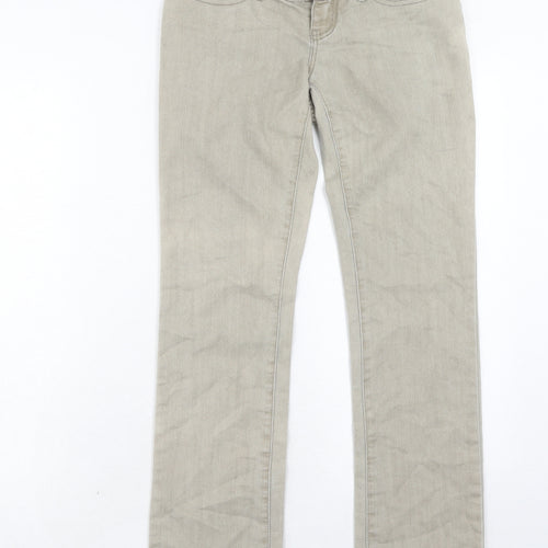 mamas & papas Womens Beige Cotton Straight Jeans Size 6 Regular Hook & Eye