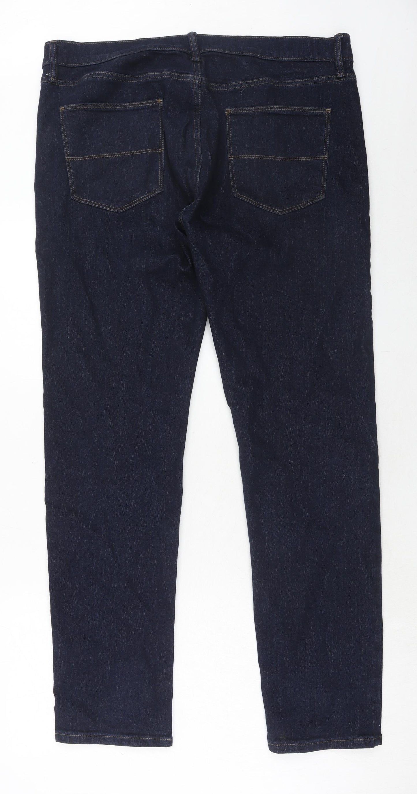 Marks and Spencer Mens Blue Cotton Skinny Jeans Size 36 in L33 in Slim Zip - Long Leg