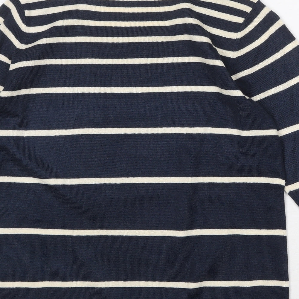 Store Twenty One Womens Blue Round Neck Striped Acrylic Pullover Jumper Size 14