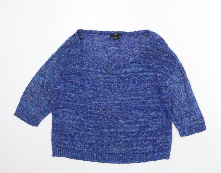 H&M Womens Blue Scoop Neck Acrylic Pullover Jumper Size S