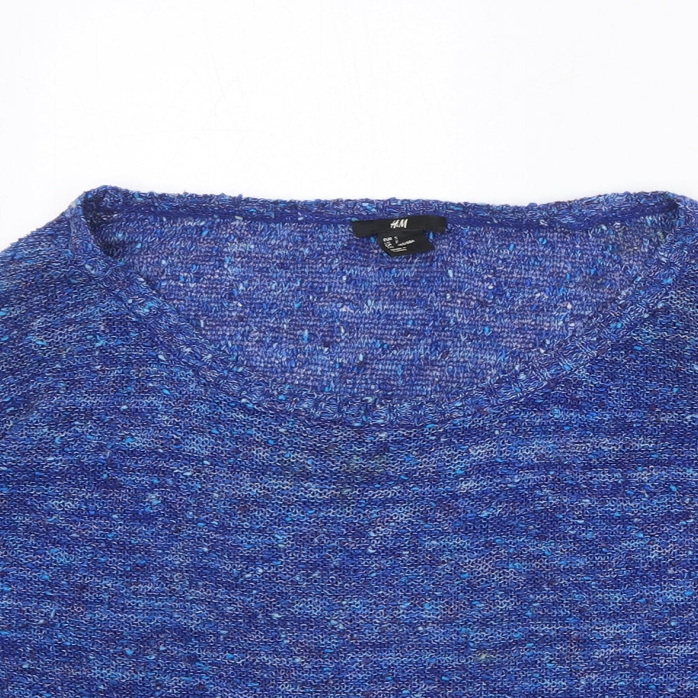 H&M Womens Blue Scoop Neck Acrylic Pullover Jumper Size S