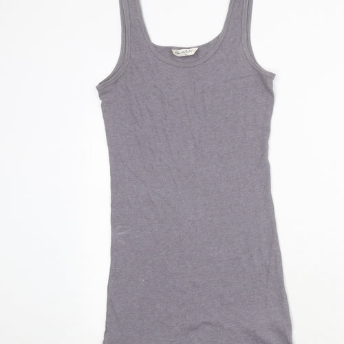 Miss Selfridge Womens Grey Cotton Tank Dress Size 12 Round Neck Pullover