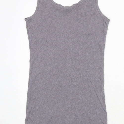 Miss Selfridge Womens Grey Cotton Tank Dress Size 12 Round Neck Pullover