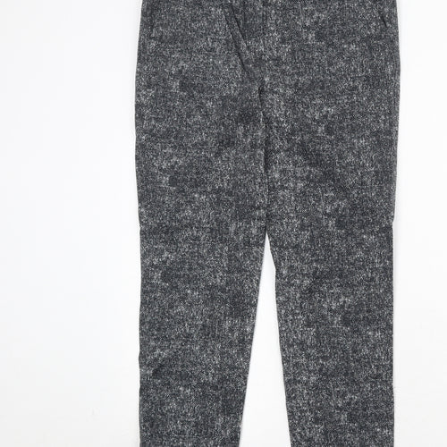 Marks and Spencer Womens Black Cotton Trousers Size 10 Regular Zip
