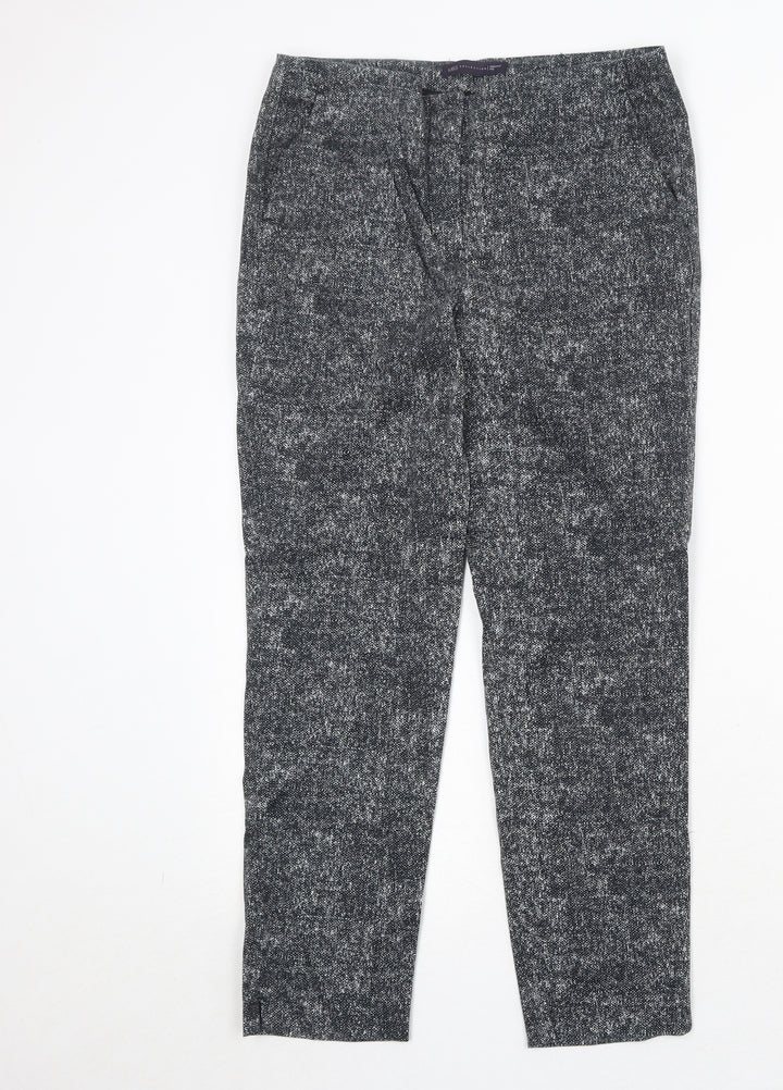 Marks and Spencer Womens Black Cotton Trousers Size 10 Regular Zip
