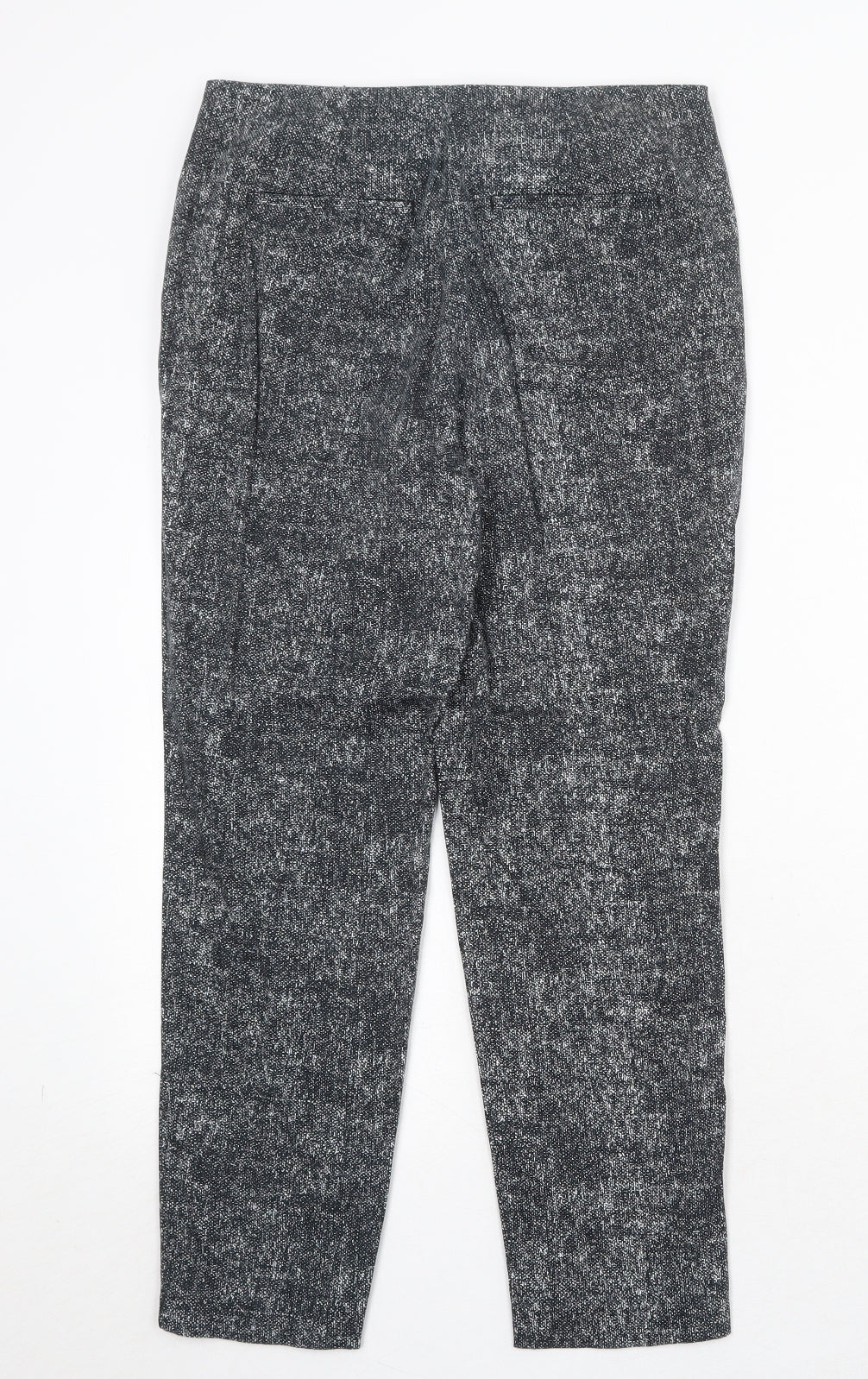 Marks and Spencer Womens Black Cotton Trousers Size 10 Regular Zip