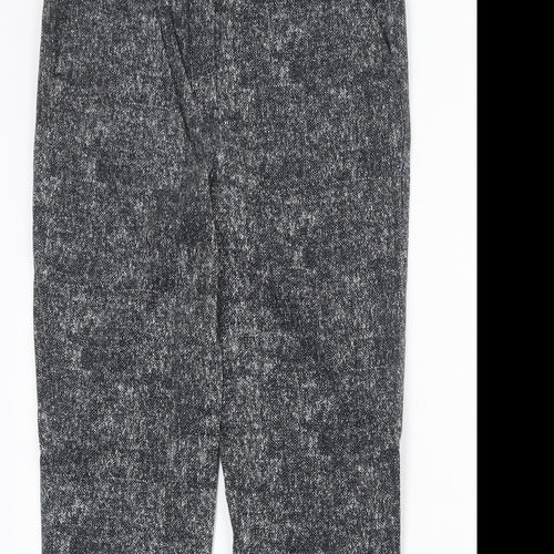 Marks and Spencer Womens Black Cotton Trousers Size 10 Regular Zip