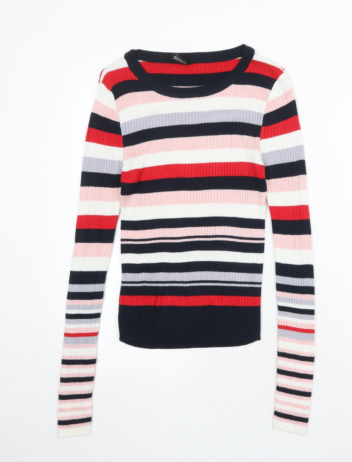 Divided by H&M Womens Multicoloured Round Neck Striped Acrylic Pullover Jumper Size S