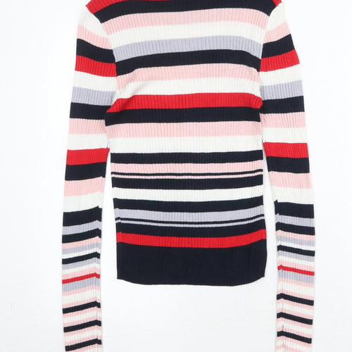 Divided by H&M Womens Multicoloured Round Neck Striped Acrylic Pullover Jumper Size S