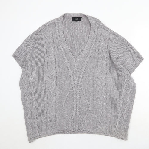 NEXT Womens Green V-Neck Cotton Pullover Jumper Size M