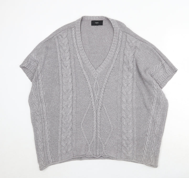 NEXT Womens Green V-Neck Cotton Pullover Jumper Size M
