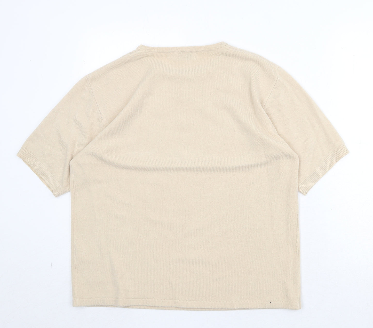 Bonmarché Womens Beige Round Neck Acrylic Pullover Jumper Size M