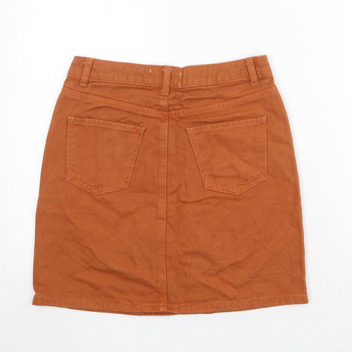 New Look Womens Brown Cotton A-Line Skirt Size 8 Zip