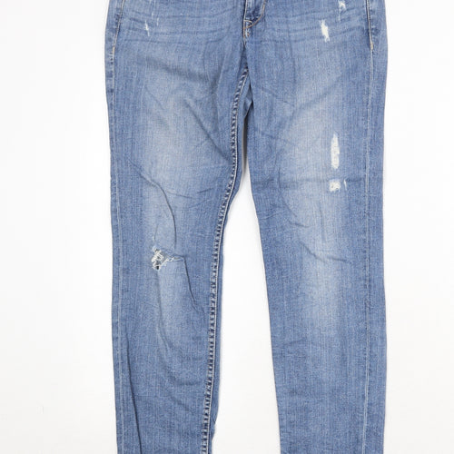 H&M Womens Blue Cotton Skinny Jeans Size 27 in Regular Zip