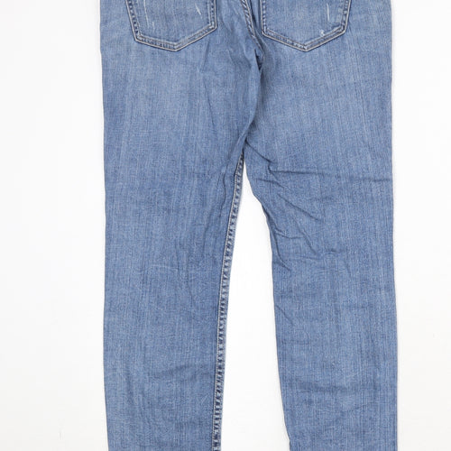 H&M Womens Blue Cotton Skinny Jeans Size 27 in Regular Zip