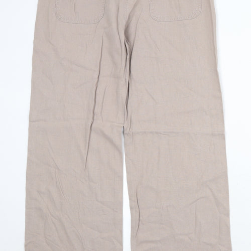 Marks and Spencer Womens Beige Linen Trousers Size 12 Regular Zip