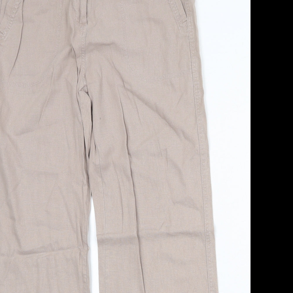 Marks and Spencer Womens Beige Linen Trousers Size 12 Regular Zip