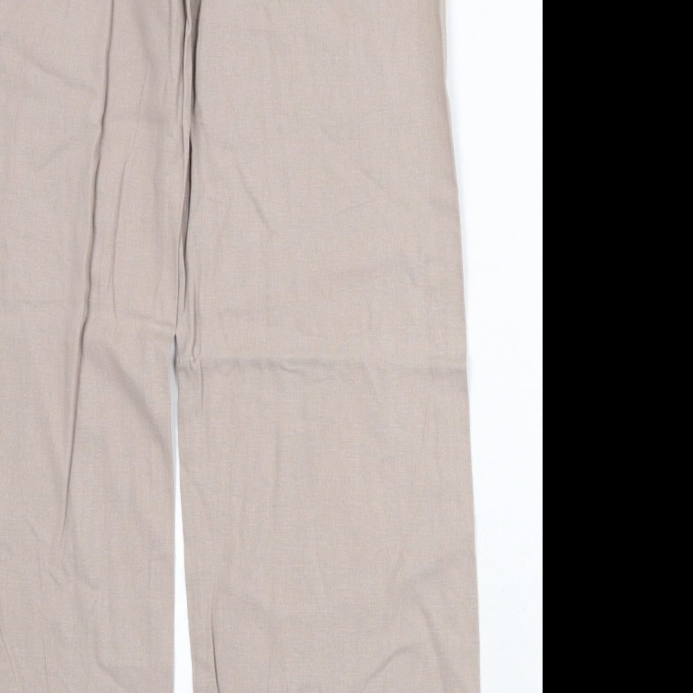Marks and Spencer Womens Beige Linen Trousers Size 12 Regular Zip