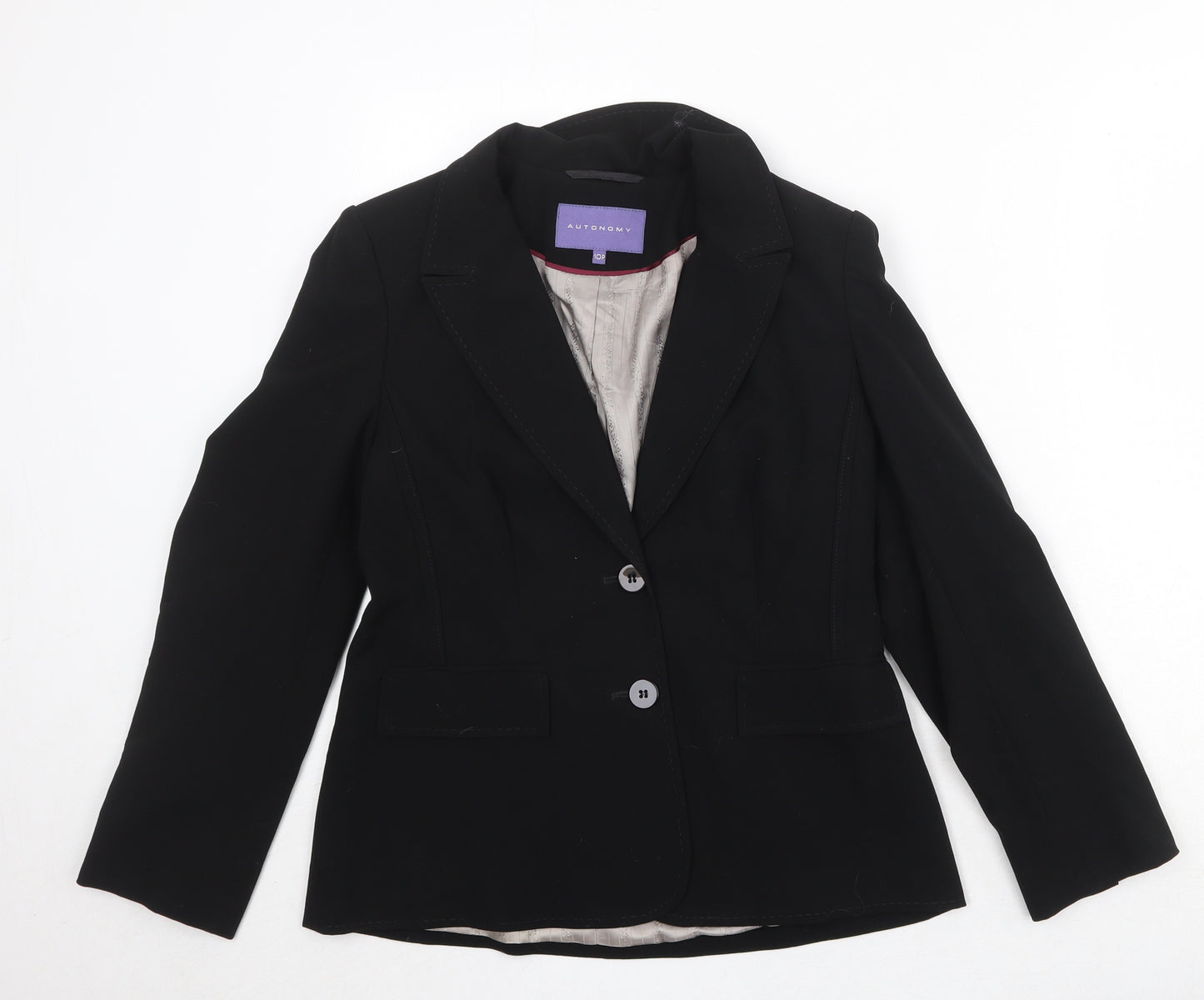 Autonomy Womens Black Polyester Jacket Blazer Size 10