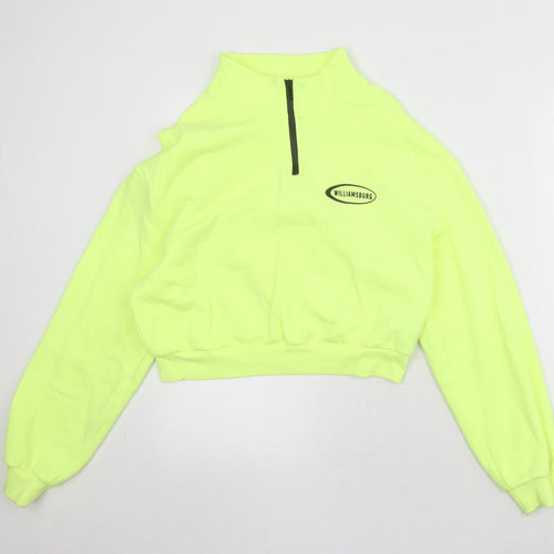 Divided by H&M Womens Yellow Cotton Pullover Sweatshirt Size M Zip - Williamsburg