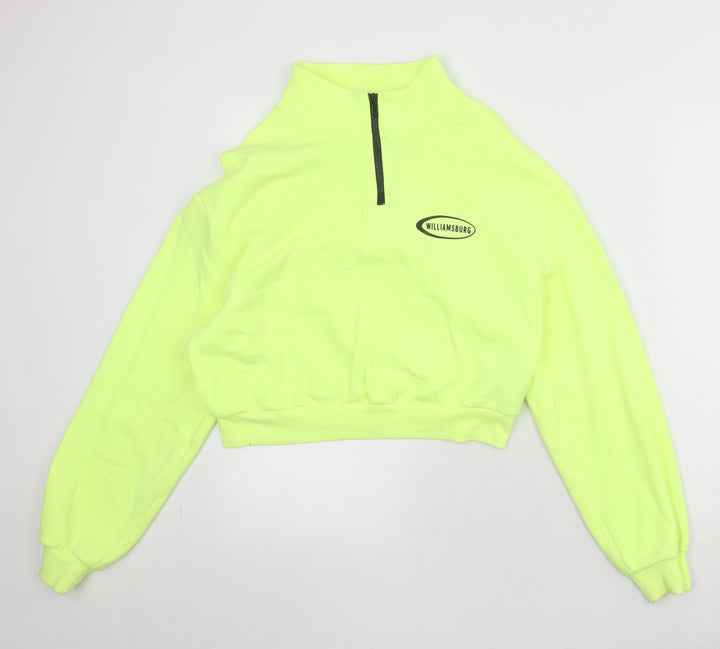 Divided by H&M Womens Yellow Cotton Pullover Sweatshirt Size M Zip - Williamsburg