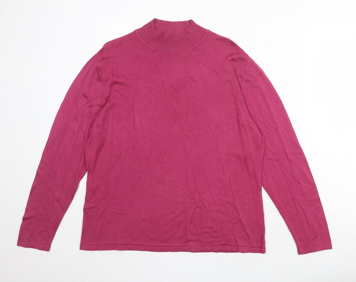 Country Casuals Womens Pink High Neck Lyocell Pullover Jumper Size S