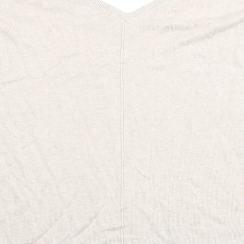 Marks and Spencer Womens Beige V-Neck Viscose Pullover Jumper Size 12