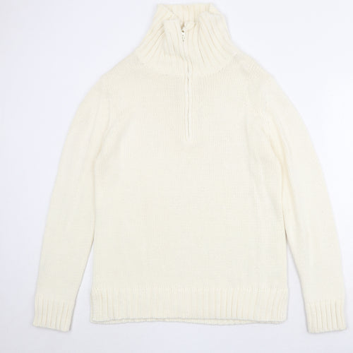 EA Womens Ivory High Neck Acrylic Pullover Jumper Size L