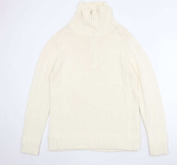 EA Womens Ivory High Neck Acrylic Pullover Jumper Size L