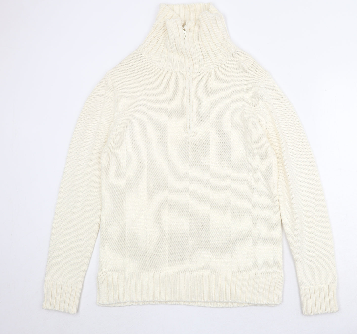 EA Womens Ivory High Neck Acrylic Pullover Jumper Size L