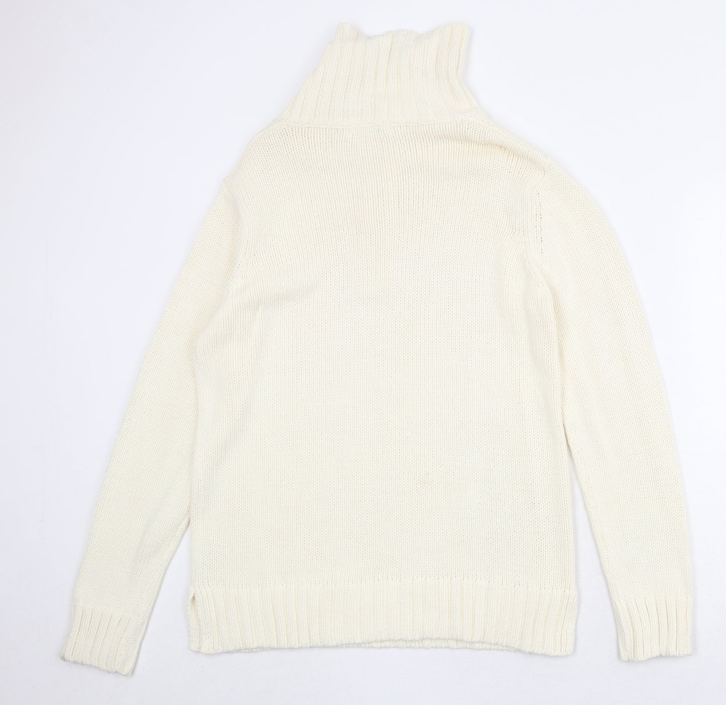 EA Womens Ivory High Neck Acrylic Pullover Jumper Size L