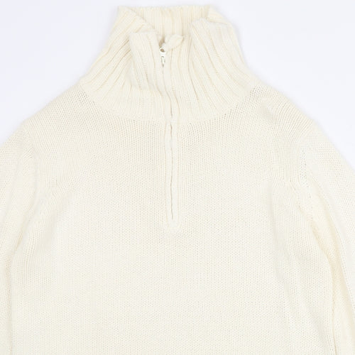 EA Womens Ivory High Neck Acrylic Pullover Jumper Size L