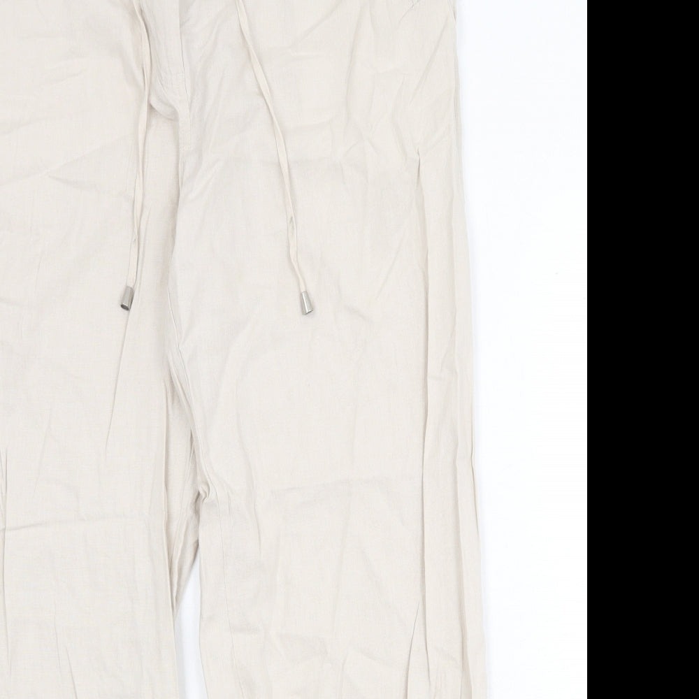 Coulers & Prix Womens Beige Linen Trousers Size 20 Regular Zip