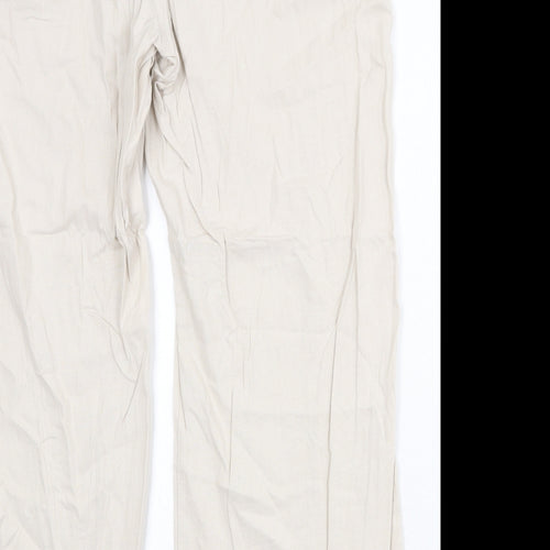 Coulers & Prix Womens Beige Linen Trousers Size 20 Regular Zip