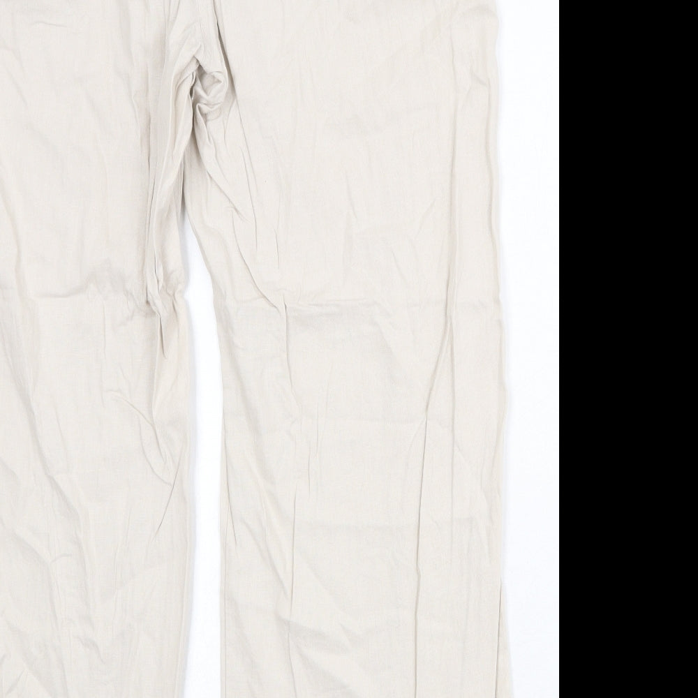 Coulers & Prix Womens Beige Linen Trousers Size 20 Regular Zip
