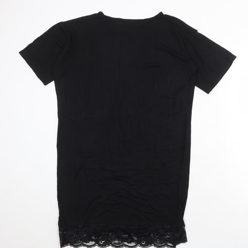 Boohoo Womens Black Viscose T-Shirt Dress Size 8 Round Neck Pullover