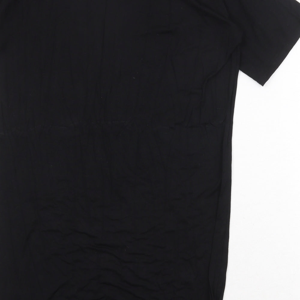 Boohoo Womens Black Viscose T-Shirt Dress Size 8 Round Neck Pullover