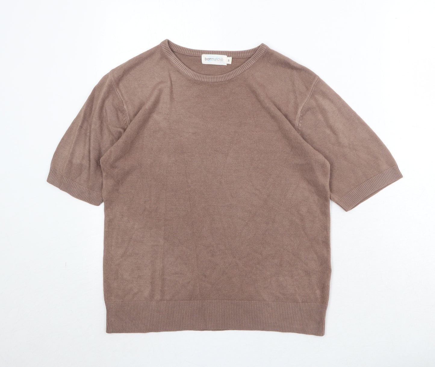 Bonmarché Womens Brown Round Neck Acrylic Pullover Jumper Size S