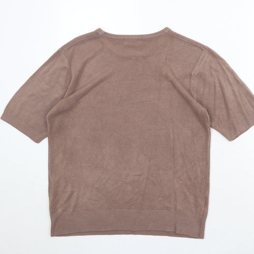 Bonmarché Womens Brown Round Neck Acrylic Pullover Jumper Size S