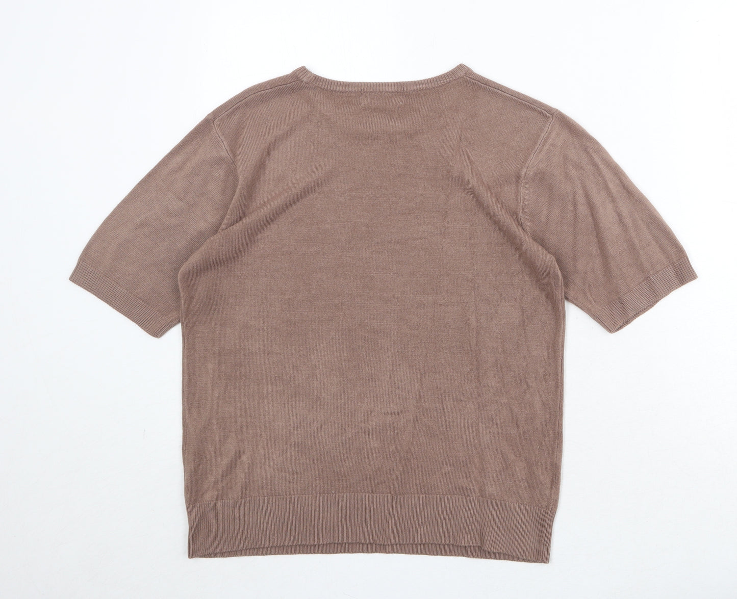 Bonmarché Womens Brown Round Neck Acrylic Pullover Jumper Size S
