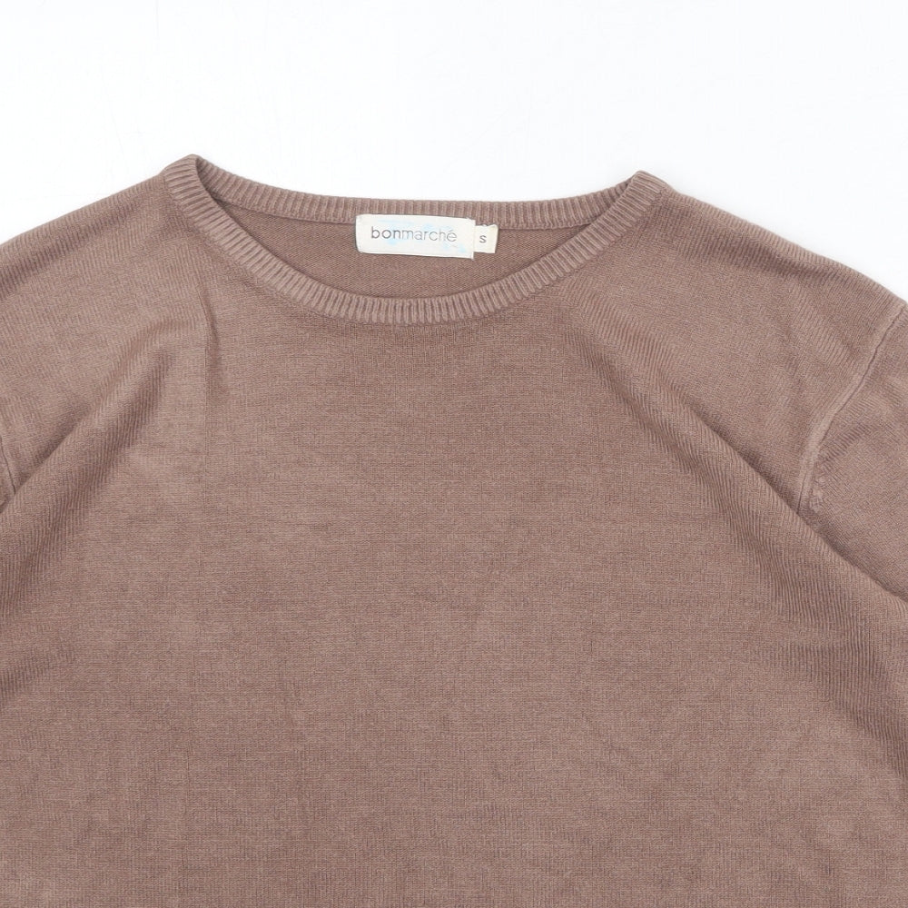 Bonmarché Womens Brown Round Neck Acrylic Pullover Jumper Size S