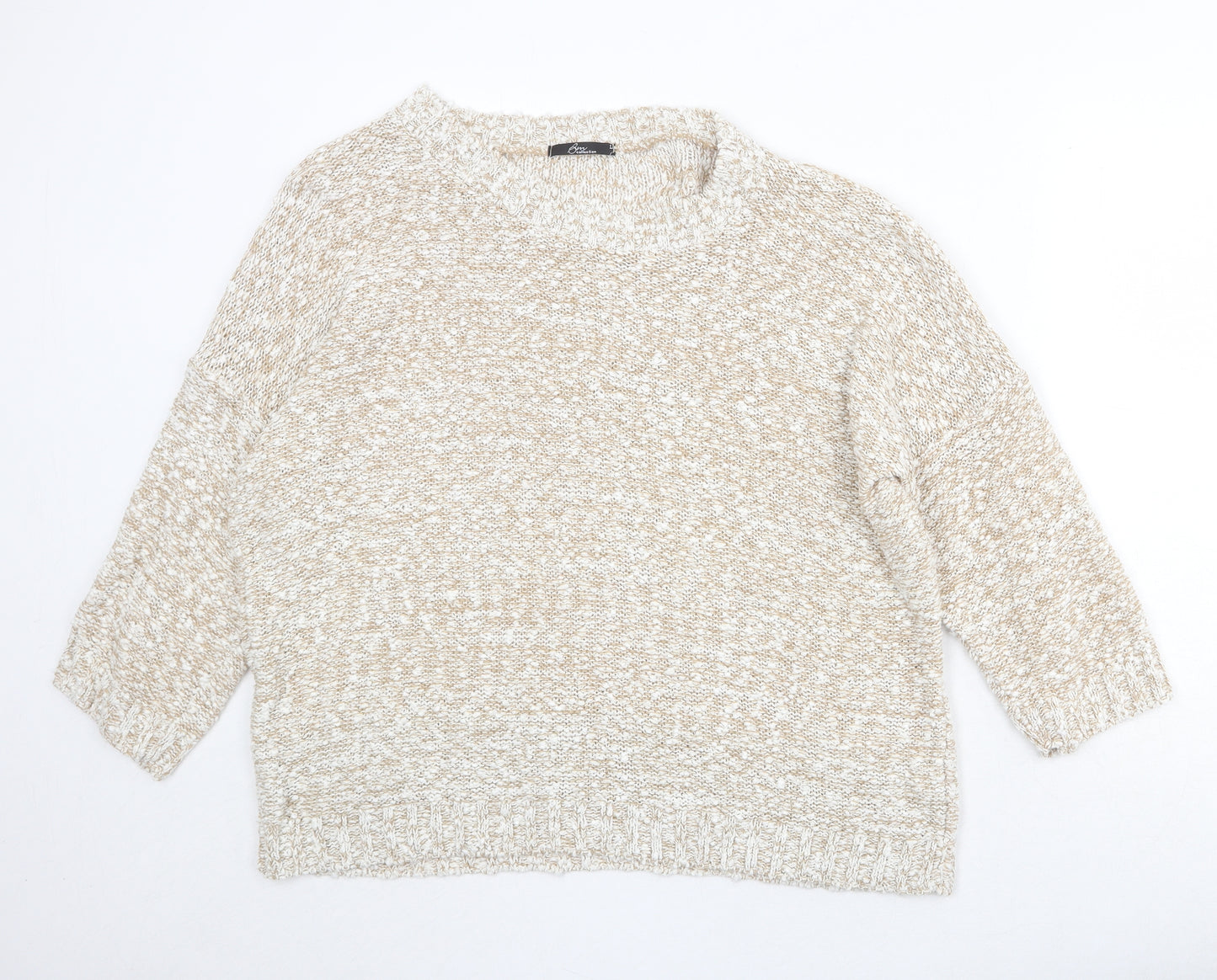 bonmar Womens Beige Round Neck Acrylic Pullover Jumper Size L
