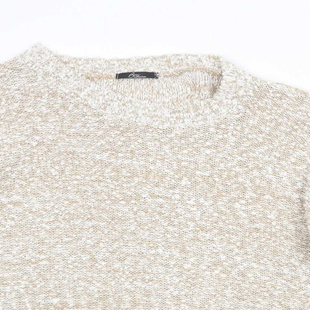 bonmar Womens Beige Round Neck Acrylic Pullover Jumper Size L